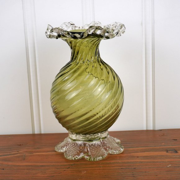 VERY RARE Chalet Heritage Glass Vase Market w/ CH LXXI Handblown Glass Art Vase - Picture 3 of 12